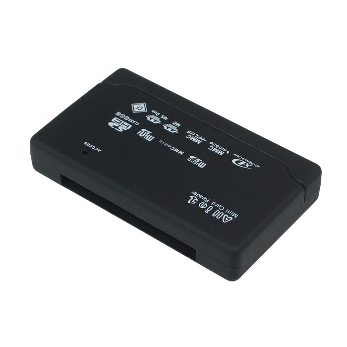 Lecteur de cartes multifonction noir USB 2.0, adaptateur tout-en-un pour SD MS CF SDHC TF Micro SD M2