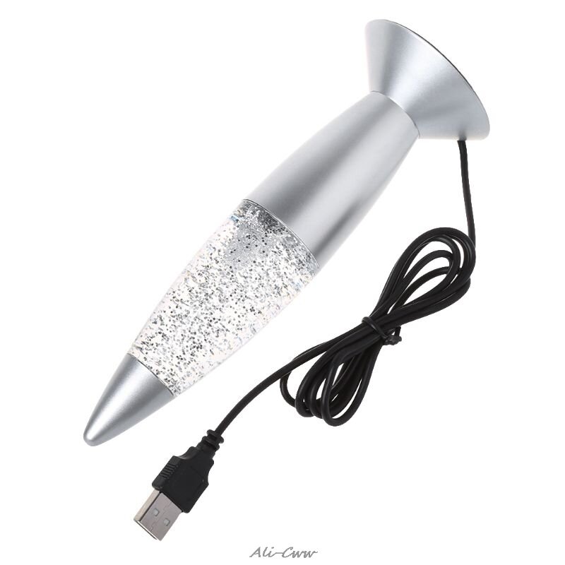 새로운 브랜드 1pc 3D 로켓 멀티 컬러 변경 용암 램프 RGB LED 반짝이 파티 분위기 밤 빛 크리스마스 선물 머리맡의 밤 램프
