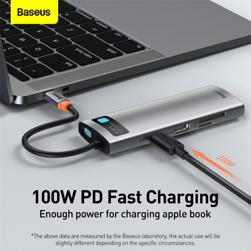 Baseus USB 허브 유형 C 멀티 USB 3.0 4K HD PD 100W 포트 USB 허브 어댑터 MacBook Pro iPad 노트북 USB 분배기 USB 3.1 C 허브
