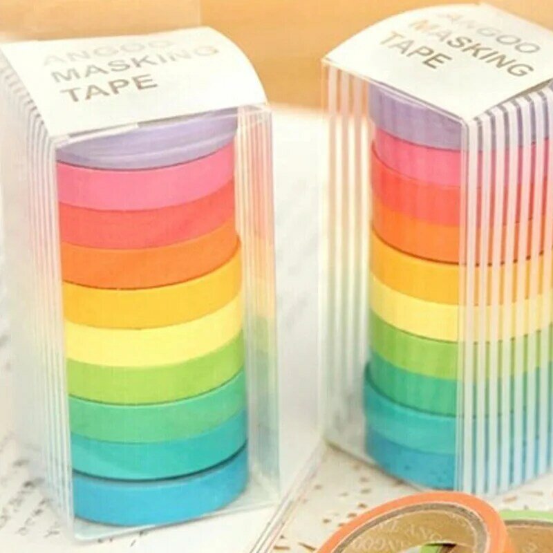 10 PCS Candy Color Washi Tape Scrapbooking Christmas washi Gift packaging Masking Tape for Art Journal,/birthday decoration
