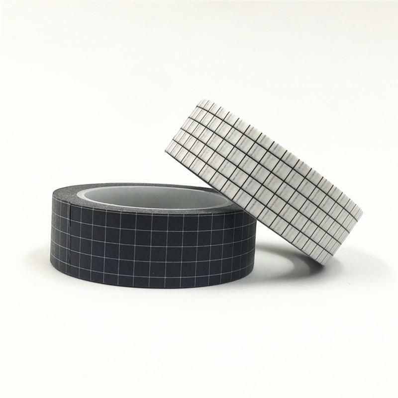 10M nastro Washi a griglia in bianco e nero carta giapponese pianificatore fai-da-te nastro adesivo nastri adesivi adesivi nastri decorativi di cancelleria