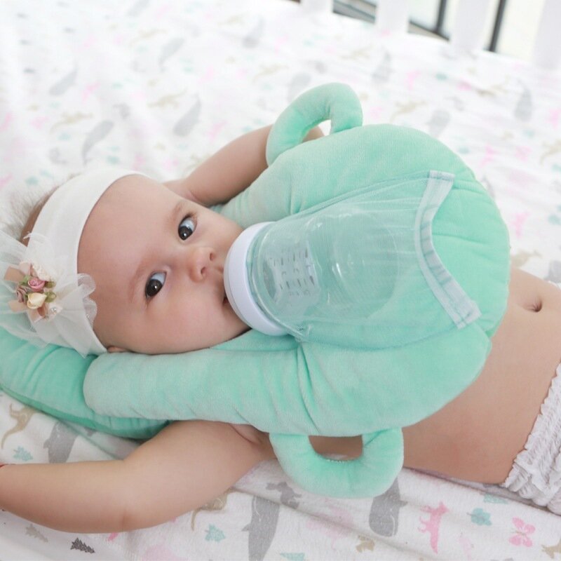 Travesseiro de alimentação do bebê, suporte de mamadeira para crianças, suporte de algodão autoamamentante
