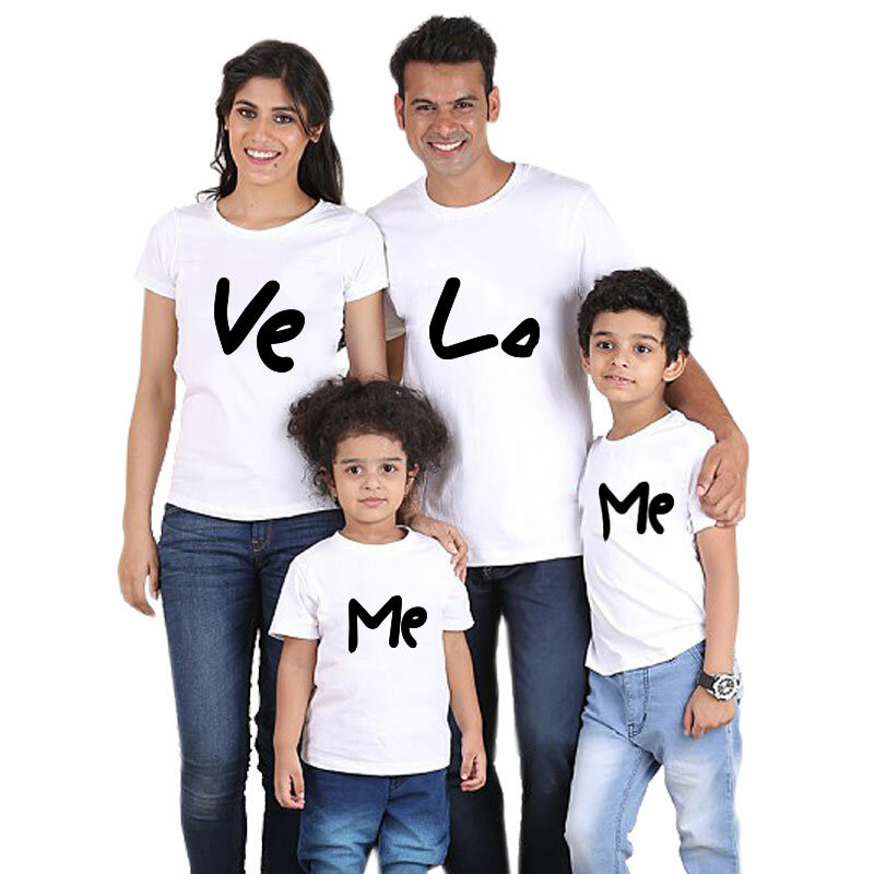 Camiseta blanca con estampado de carta de amor para padres e hijos, ropa para padres e hijos, playera a juego para Familia, camisetas de manga corta, pulóver