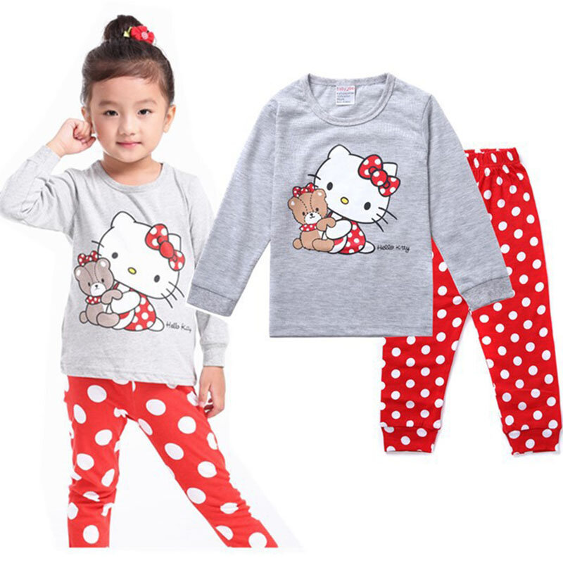 Pijama de algodão de manga comprida para crianças meninas em casa pijamas conjuntos de pijamas casuais