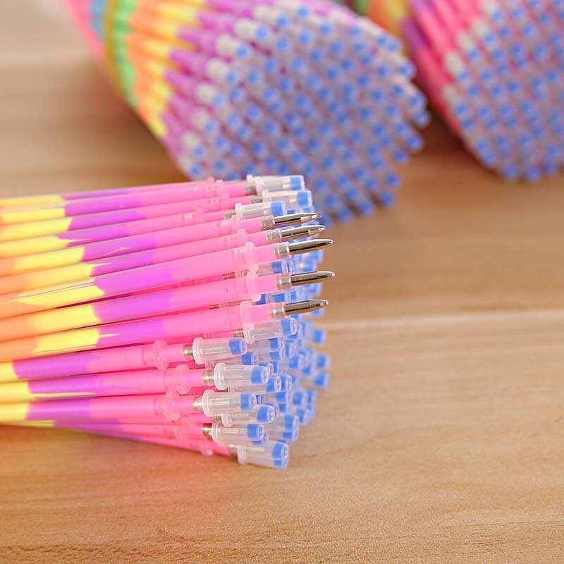 10 pièces/lot Multi couleur arc-en-ciel recharge surligneurs Gel stylo à bille stylo étudiants peinture Graffiti Fluorescent recharge