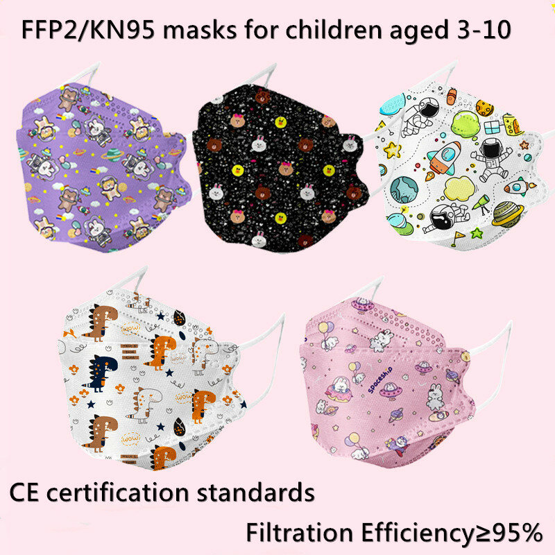 3-10 سنة لطيف الباندا الاطفال FFP2 Mascarillas 4 طبقات قناع الوجه KN95 قناع جهاز التنفس للأطفال بنين بنات KN95 Mascarillas