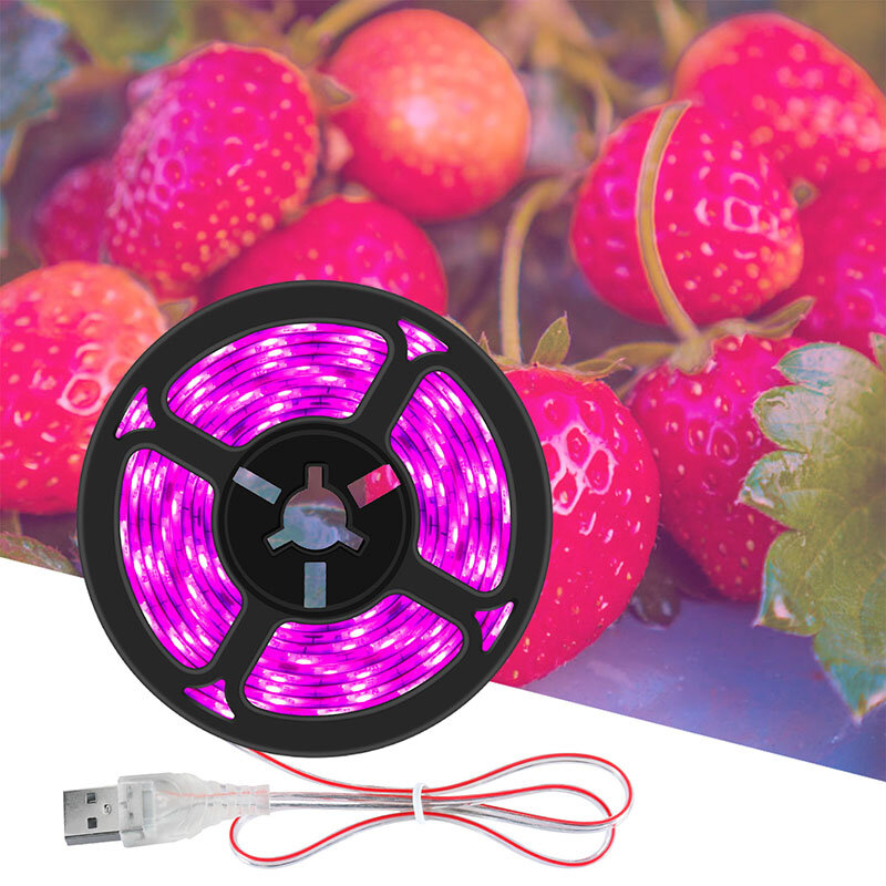 Bande lumineuse LED de croissance hydroponique, USB 5V, 0.5m/1m/2m/3m, 2835 SMD, éclairage à spectre complet pour culture de plantes et fleurs