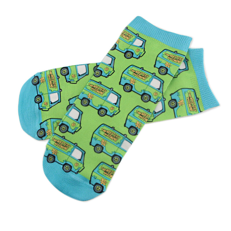 J1469 Classical Cartoon Family Cotton Short Socks Cute Skatebord Socks Fashion One Side Print Socks For Unisex
