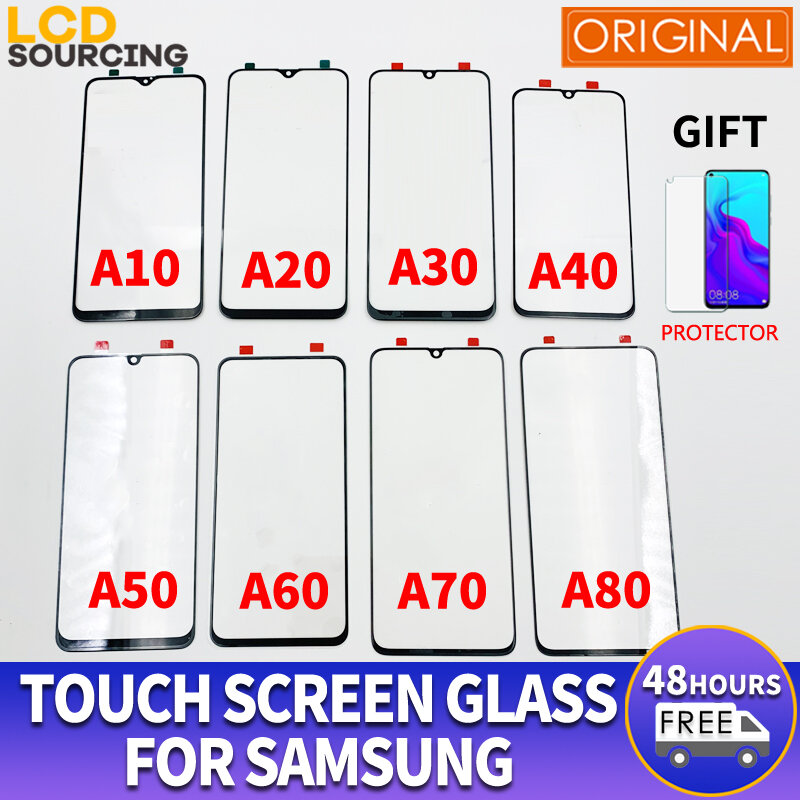 الأصلي لسامسونج غالاكسي A10 A20 A30 A40 A50 A70 A80 شاشة تعمل باللمس الزجاج LCD عرض الخارجي زجاج عدسة الهاتف قطع الغيار استبدال
