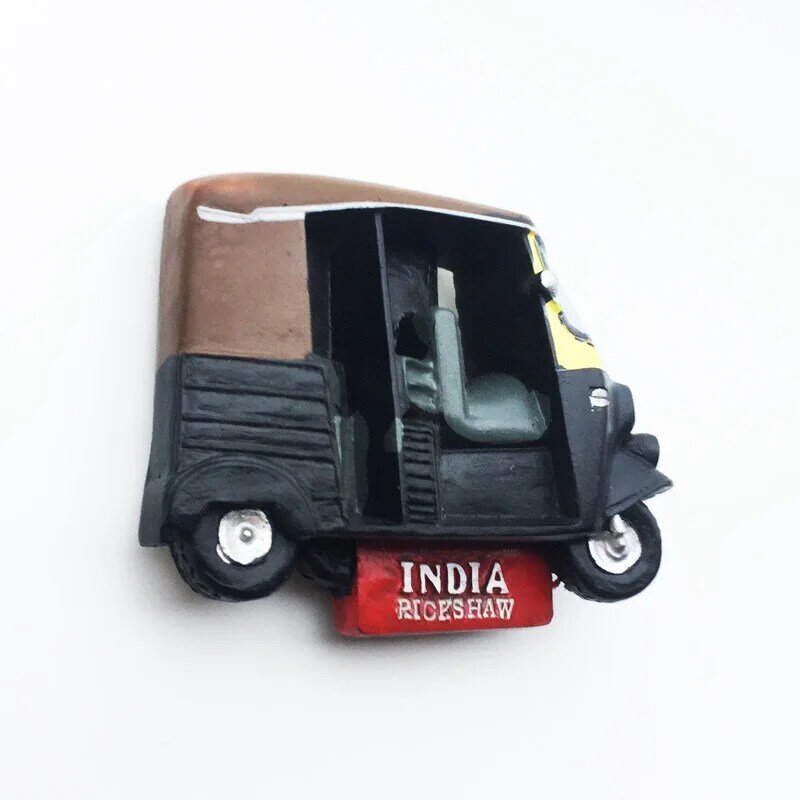 QIQIPP – décoration créative touristique indienne, artisanat peinture en couleur, trois roues saillantes, aimant de voiture réfrigérateur