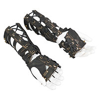 Перчатки унисекс в стиле стимпанк, кожаные модные митенки с ажурным ремешком, с заклепками, с черепом
