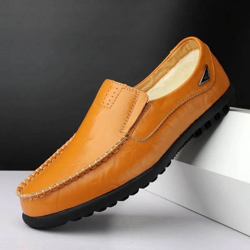 Summer Men's Casual Shoes Peas Shoes Men's British Trend Lazy Foot Leather Shoes Non-slip Durable Men's High-quality Formal