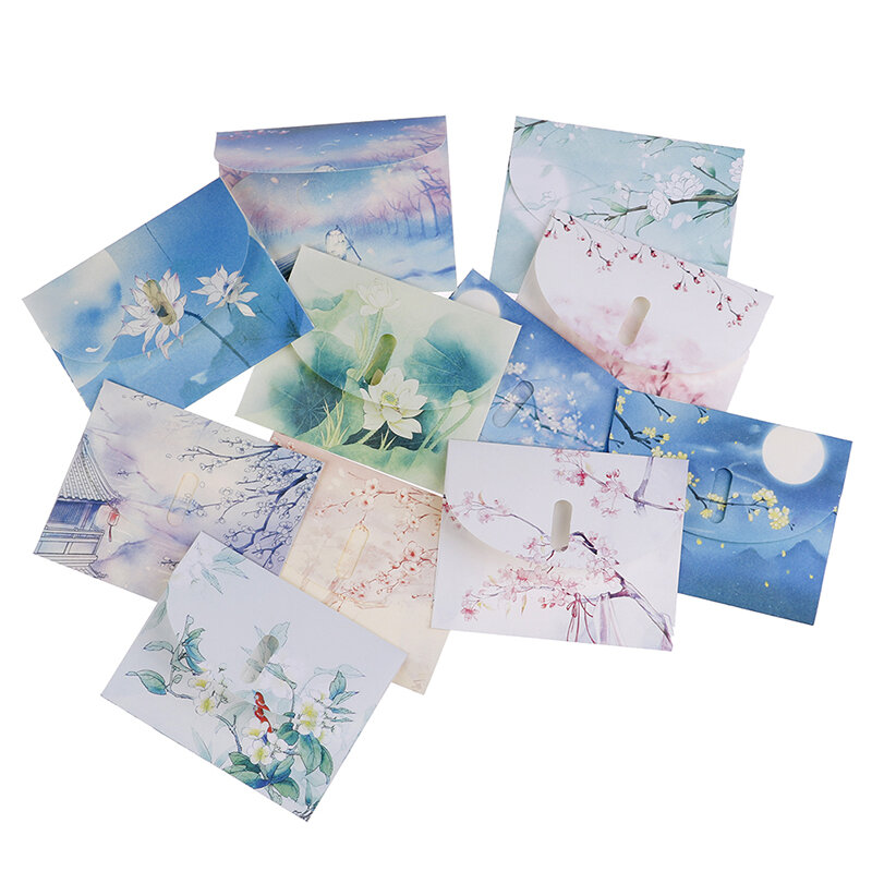 10 juegos de Sobres de papel con flores Estilo Vintage chino para cartas, papelería creativa, tarjetas postales de papel, tarjeta de Scrapbooking