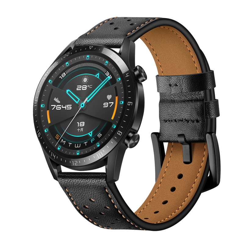 Correa de reloj de 22mm para Huawei Watch GT 2/Galaxy Watch, 46mm, 42mm, 20mm, pulsera de cuero para Samsung Active2, 40mm, 44mm