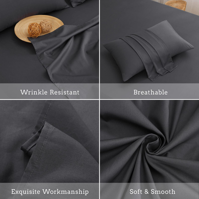 ZonLi-Juego de ropa de cama de 4 piezas, colchas de fibra de algodón Natural de enfriamiento suave, cubierta de Color sólido, juego de sábanas de tamaño doble Queen
