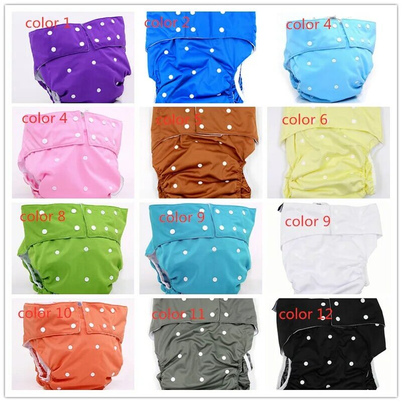 Adult Washable Reusable Diaper for Incontinence Unisex Waterproof Adjustable Cloth Diapers One Size Fit All 12 Colors