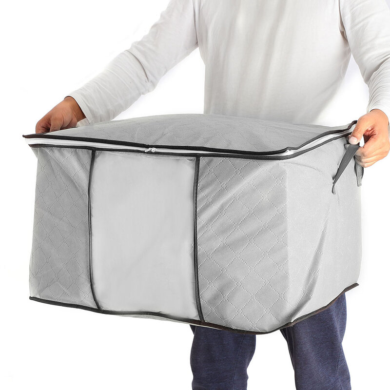 Нетканая сумка для хранения одежды, видимая сумка для одеяла, подушки, сумки для хранения, сортировочные кармашки, товары для хранения