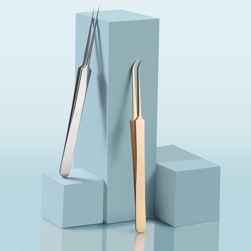 1 Stuks Wimper Extension Pincet Gebogen Professionele Hoge Precisie Rvs Lash Pincet Beauty Makeup Tools