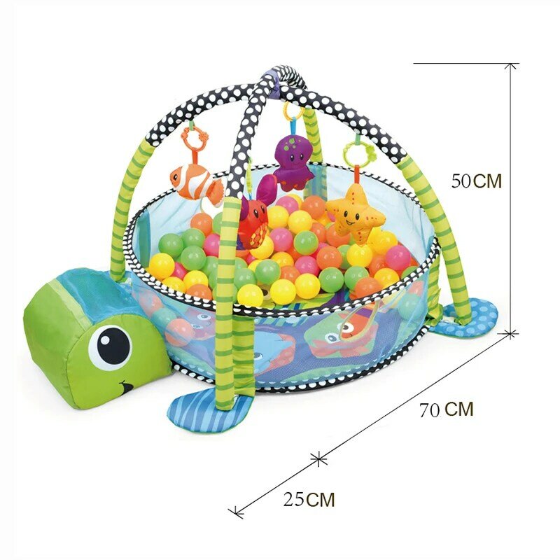 Baby 3 in 1 Fitness Frame gioco coperta multifunzionale Cartoon gioca tappetino strisciante tartaruga leone oceano palla piscina 0-18 mesi giocattolo
