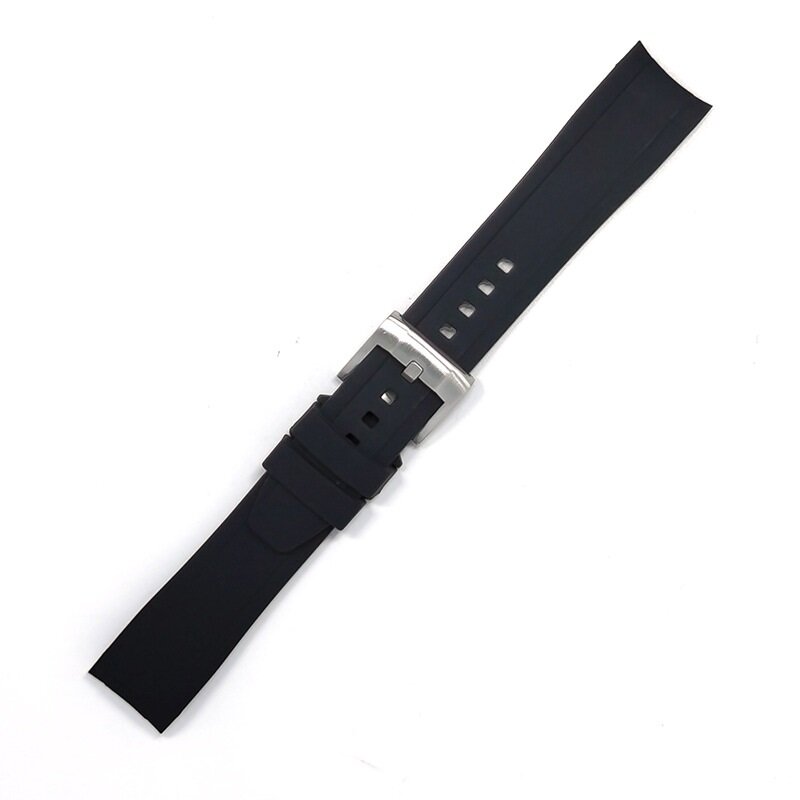 Pulseira de pulseira de relógio de borracha arco oco interface curvada para omega sea-master planeta oceano pulseira de silicone macio 18mm 20mm 22mm