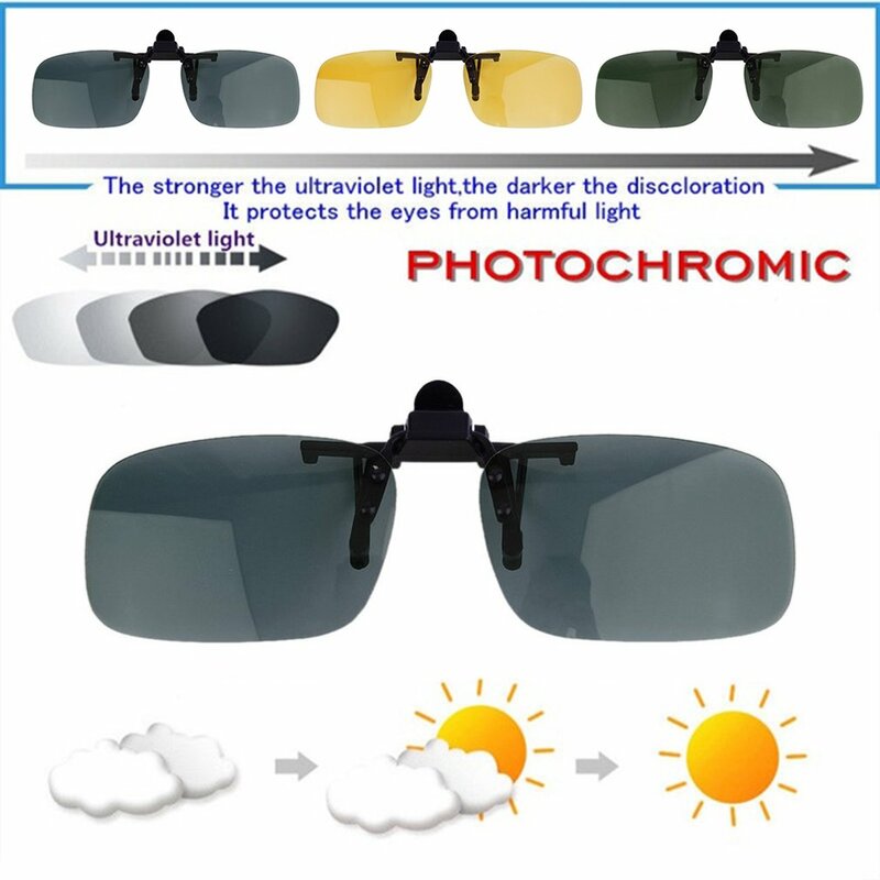 Condução visão noturna clip-on flip-up lente óculos de sol legal eyewear clip na lente anti-uv 400 unissex para mulher e homem