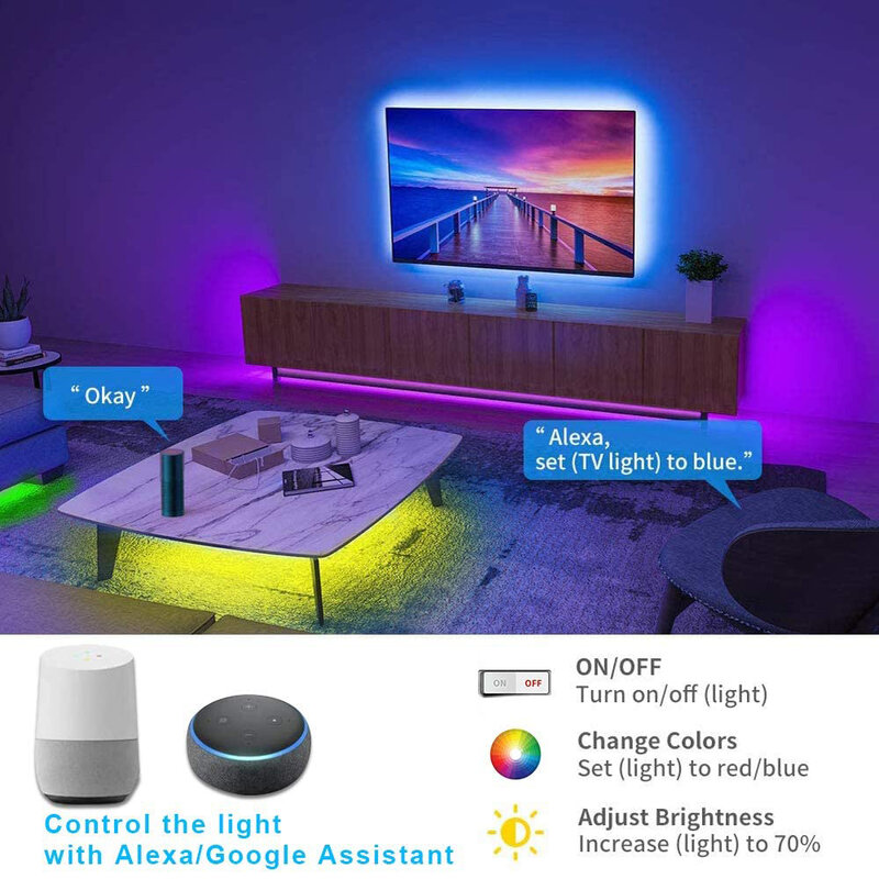 Tira de luces LED con Bluetooth para TV Iuces RGB SMD 5050 2835, lámpara Flexible impermeable, cinta de diodo de retroiluminación, CC de 12V, 5M, 10M, 15M, 20M