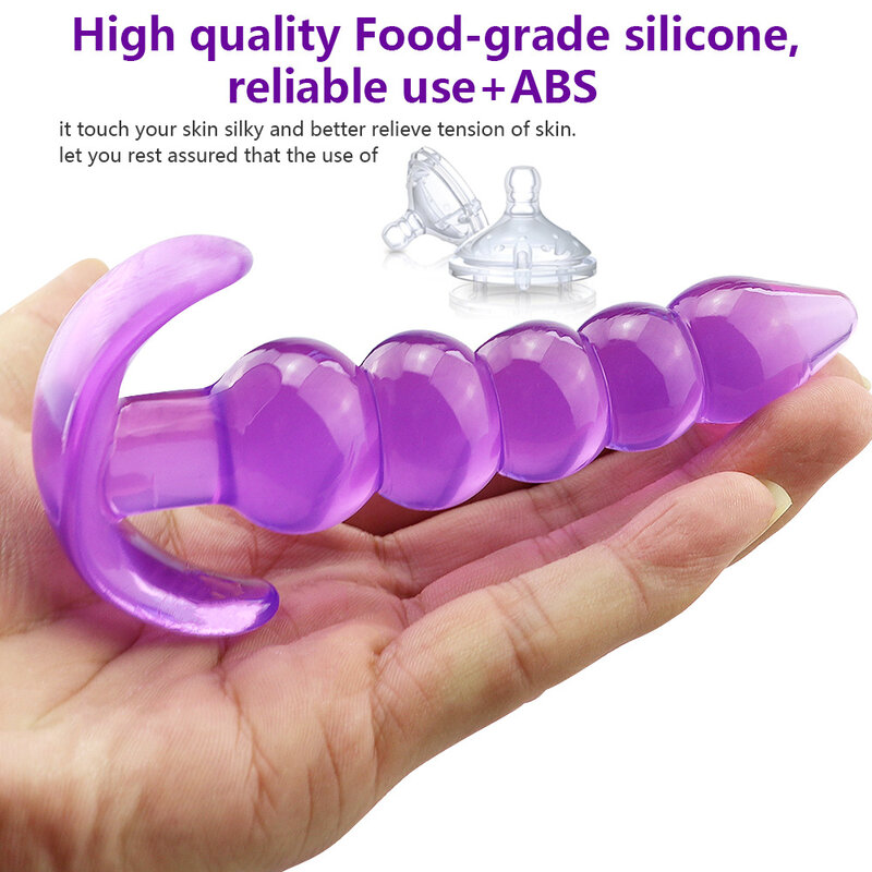 EXVOID Anal Beads Vagina Open Silicone Anal Plug Prostate Massager Sex Toys for Men Women Butt Plug for Beginner Adult Products