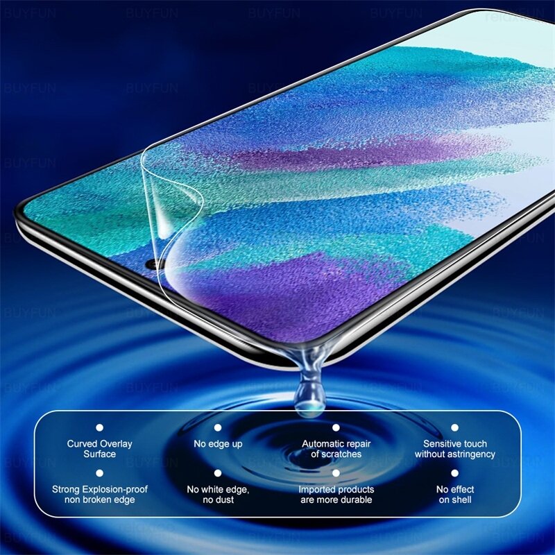 4 Buah 30000D Film Hidrogel Lembut Melengkung untuk Samsung Galaxy S21FE S21 FE 5G 2022 SM-G990B/DS 6.4 "Film Pelindung Layar Bukan Kaca