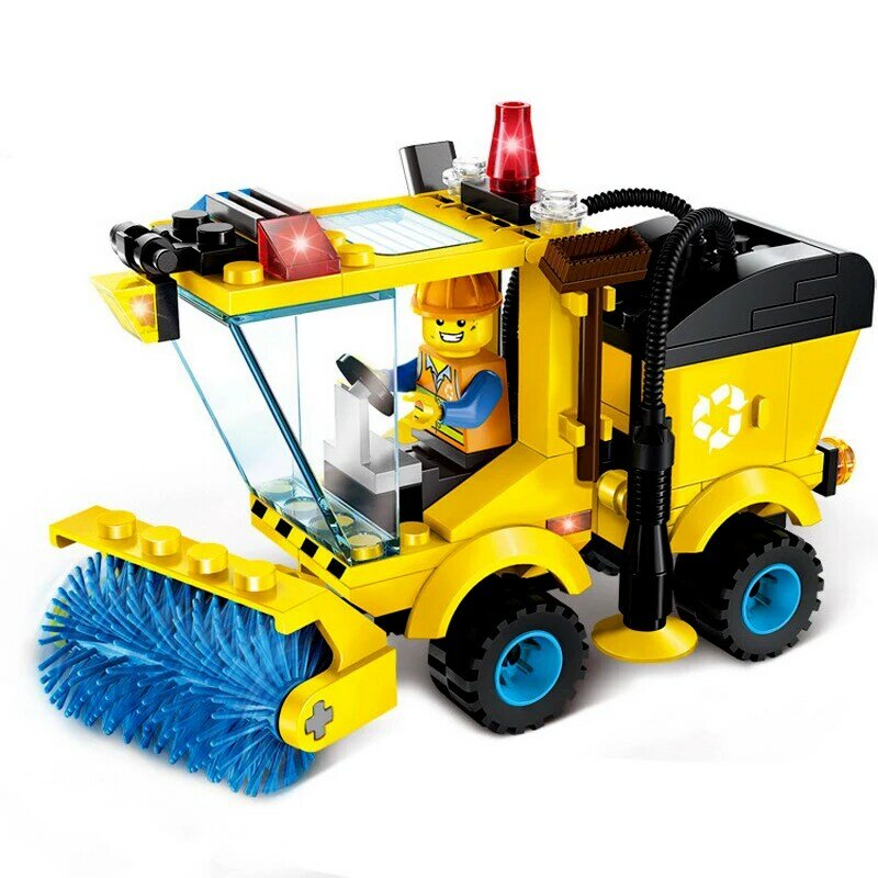 2020 neue Stadt Bau Road Roller Gabelstapler Lkw Traktor Kehrmaschine Bausteine Kinder Spielzeug Kompatibel Stadt Ziegel