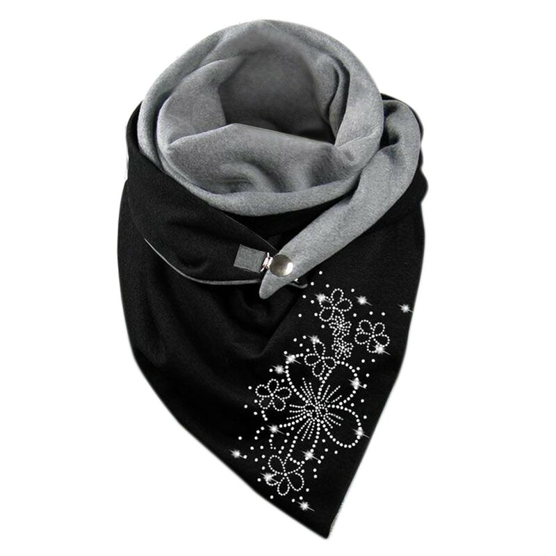 Fashion Elegant Winter Outdoor Adult Printing Cotton Button Soft Scarf Wrap Casual Neck Scarves Warm Scarves Shawls Women Men