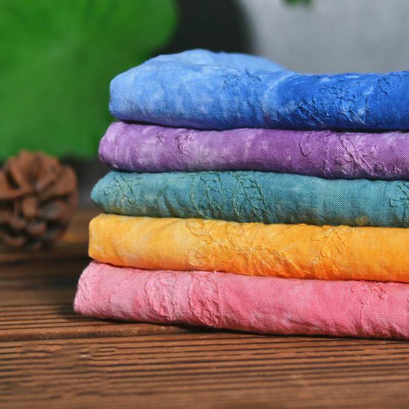 Tela bordada para manualidades Tie-dye de 52 pulgadas, tela de ramio de grado superior, Material de bufanda de falda fina de verano por medio Patio