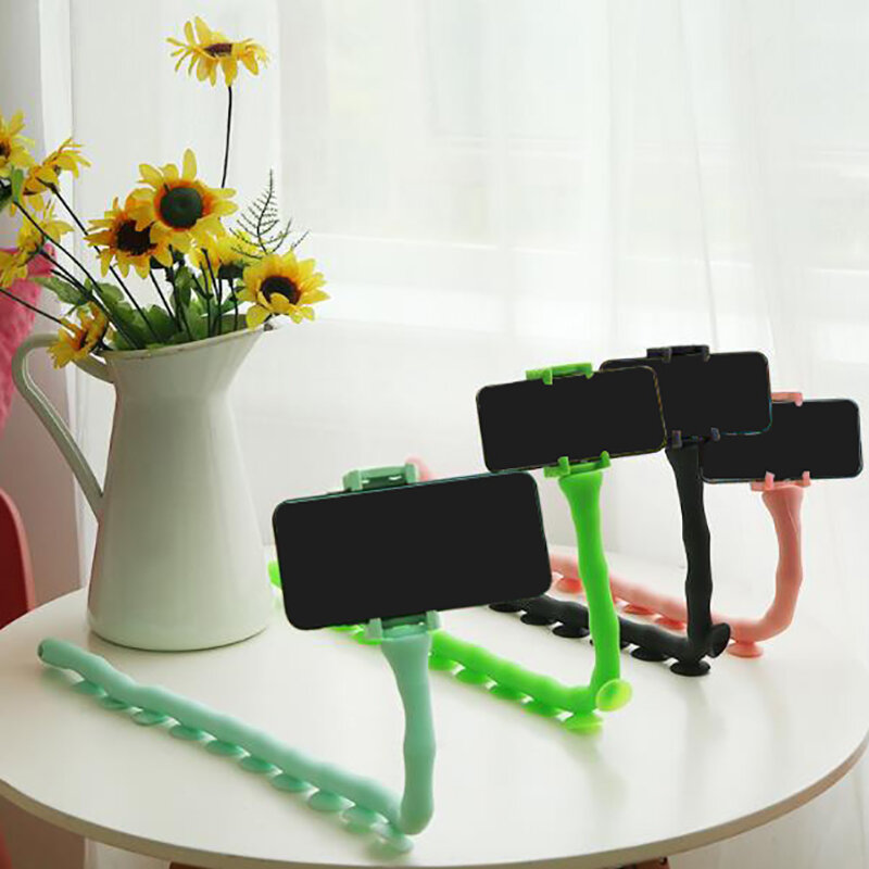 Nuevo lindo Caterpillar soporte perezoso sostenedor del teléfono móvil gusano teléfono Flexible ventosa soporte para pared de escritorio de la bicicleta