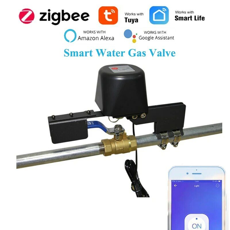 Valvola acqua Gas intelligente sicurezza domestica US EU UK,Timer, lavora con l'app Tuya Smart Life Alexa Google Home Wireless Control Hub Zigbee