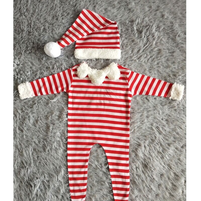 Для новорожденных Милая Пижама с рождественским принтом, пижама; Детская одежда с капюшоном Детские Подставки для фотографий Санта Клаус н...