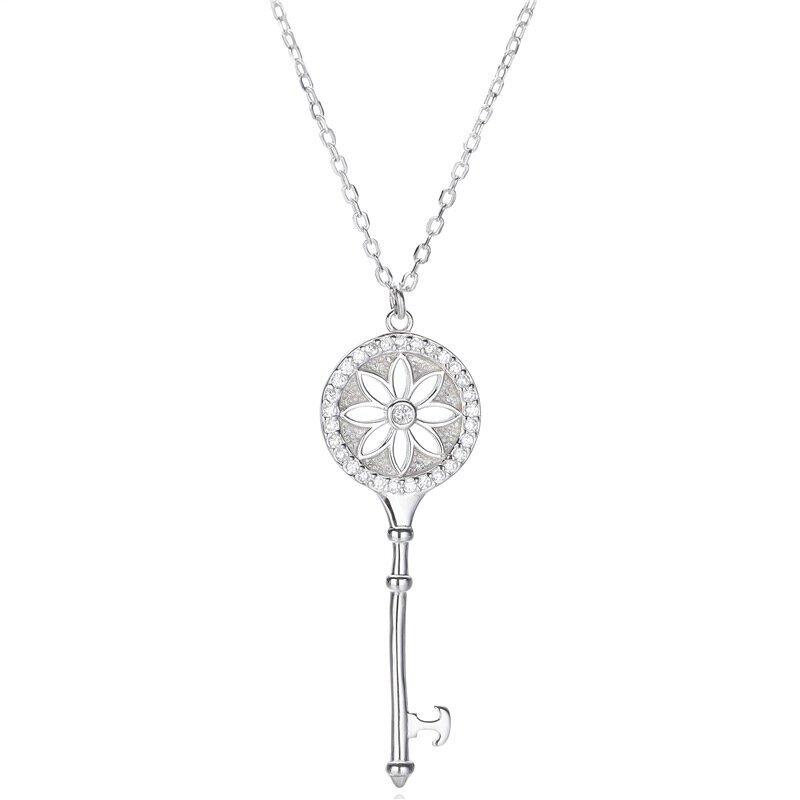 Sodrov Daisy Necklace Sun Flower Key Pendant Necklace Jewelry 925 Sterling Silver Necklace