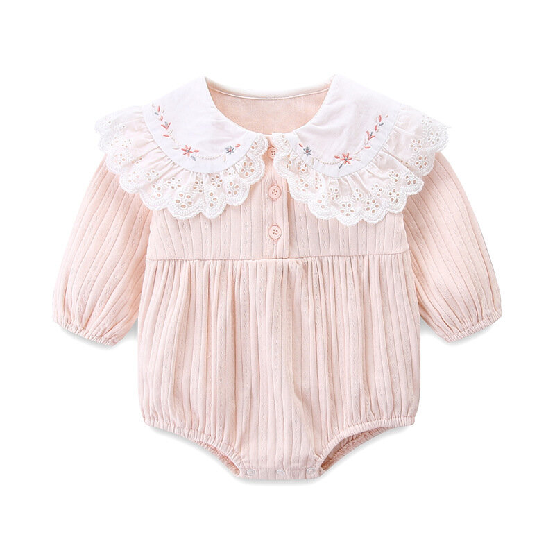 Yg brand children's wear 2021 spring new triangle embroidery lace lace body suit baby fart girl's clothes
