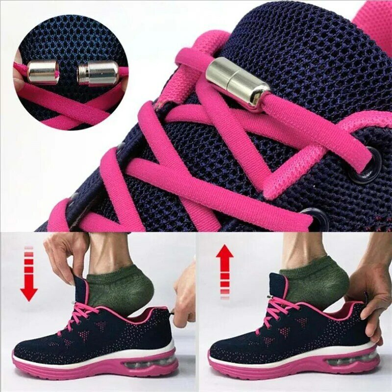 2 шт., алюминиевые шнурки для мужчин и женщин, без завязывания