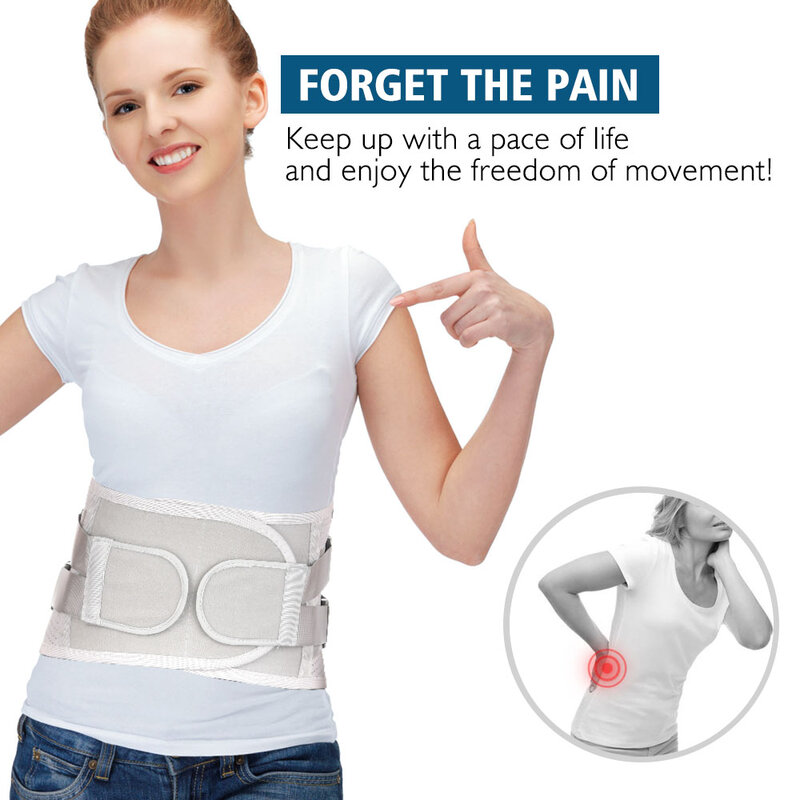 Cintura di sostegno lombare con cuscinetto autoriscaldante corsetto ortopedico per alleviare il dolore per supporto per decompressione della colonna vertebrale