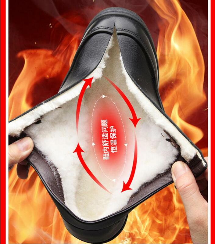 2022 sapatos de couro genuíno dos homens botas de inverno quente sapato de algodão para o inverno frio botas de couro de vaca masculino calçado erkek bot