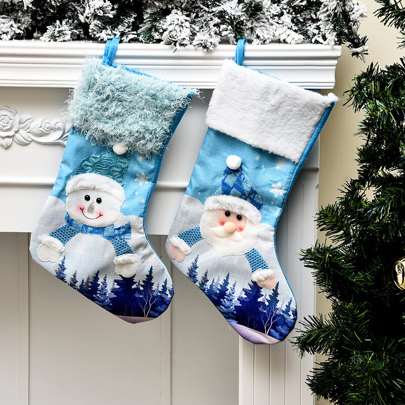 1 confezione Glow Christmas Stocking 18 ''grandi decorazioni per calze di natale con luce a LED regali di natale per bambini ornamento per albero di natale