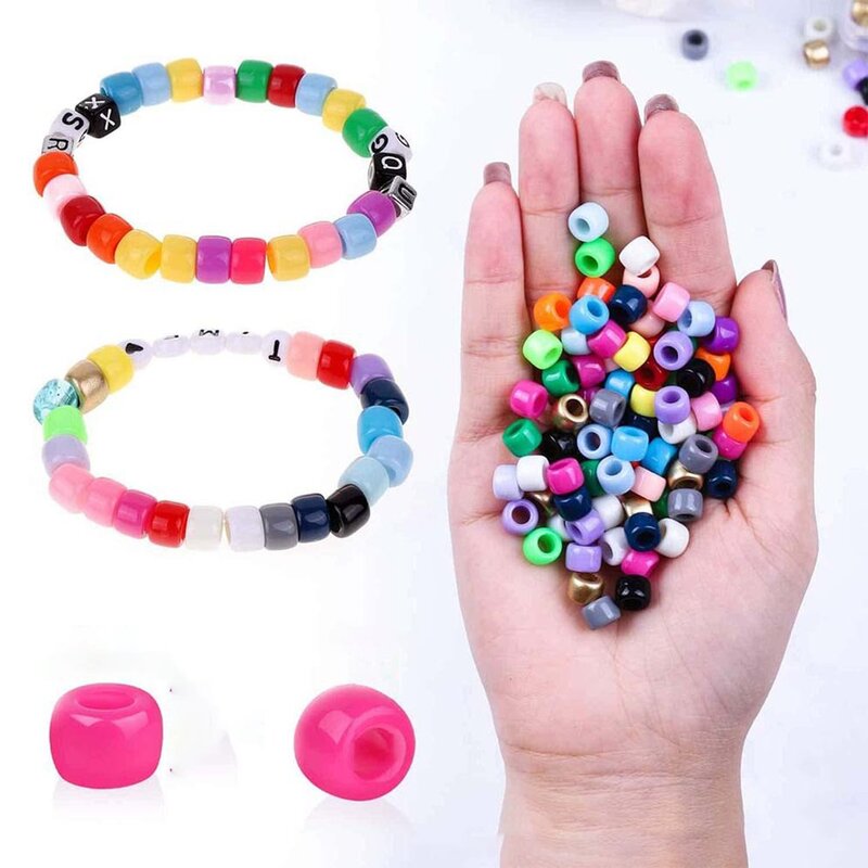 Perles acryliques colorées pour enfants, jouets faits à la main, bricolage, fabrication artisanale, Bracelet, collier, Kit de bijoux, cadeau pour filles