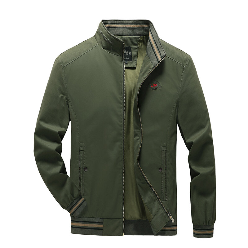Jaket Pria Musim Gugur 2021 Mantel Golf Bomber Ramping Fashion Solid Kasual Katun Murni Jaket Pria M-5XL Berkualitas Tinggi