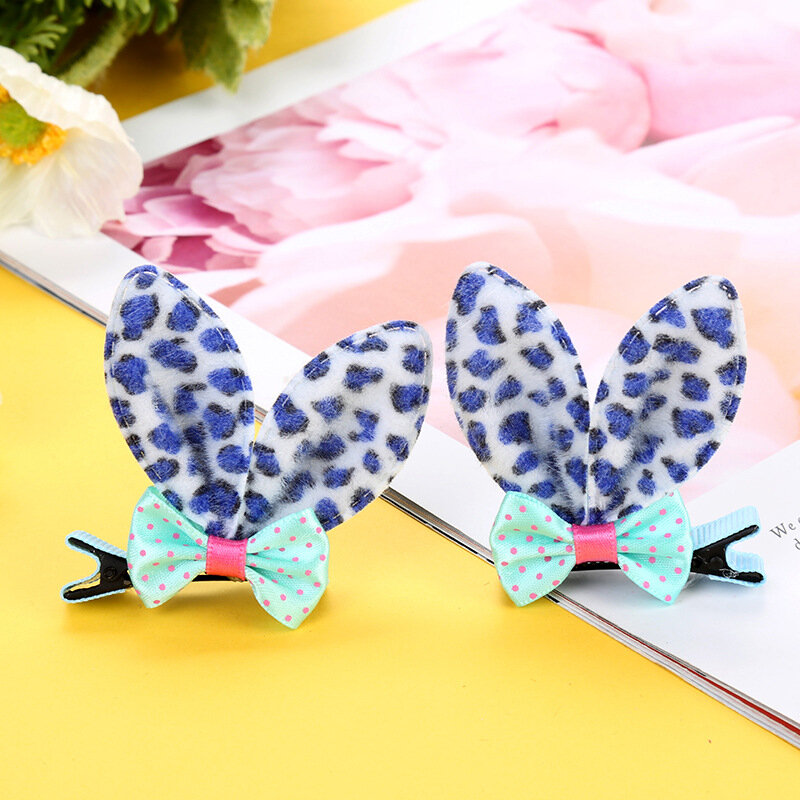 Newest Style Children Lovely Baby girls Kids Girl Hairpin Hair Clips Leopard print Floral Bow Card issuance