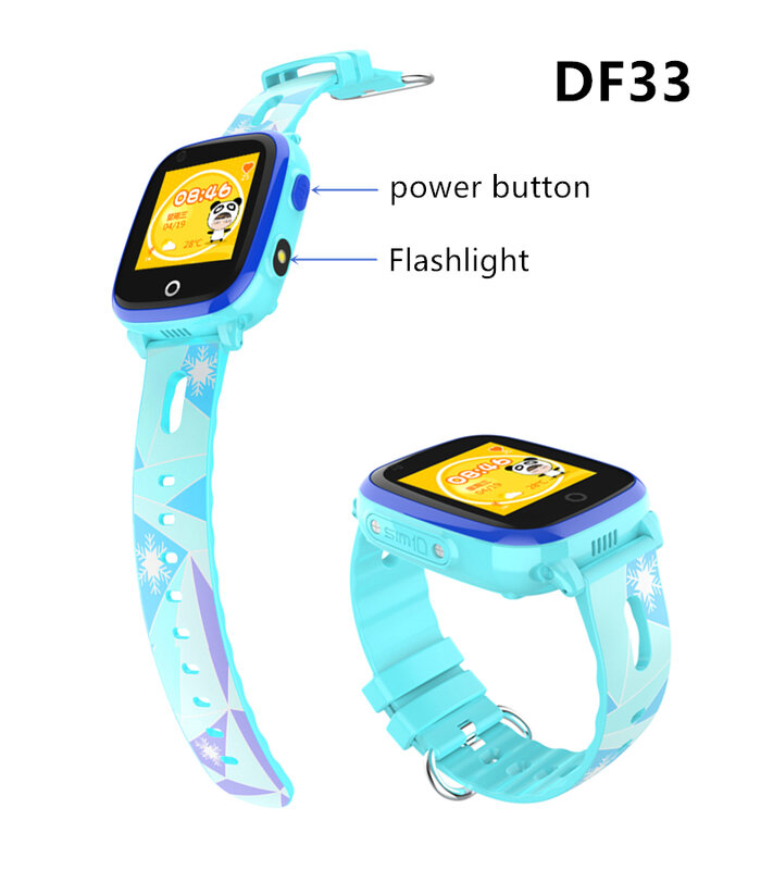 Kinder GPS 4G Smart Uhr IP67 Wasserdichte Unterstützung Bluetooth Video Anruf Taschenlampe GPS LBS WIFI Lage Kinder Smart Uhr DF33Z