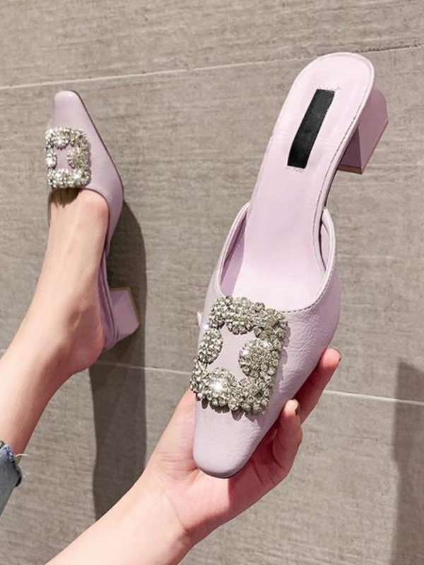 Zapatillas de tacón cuadrado para mujer, zapatos de moda informales, sandalias de lujo, novedad de 2021