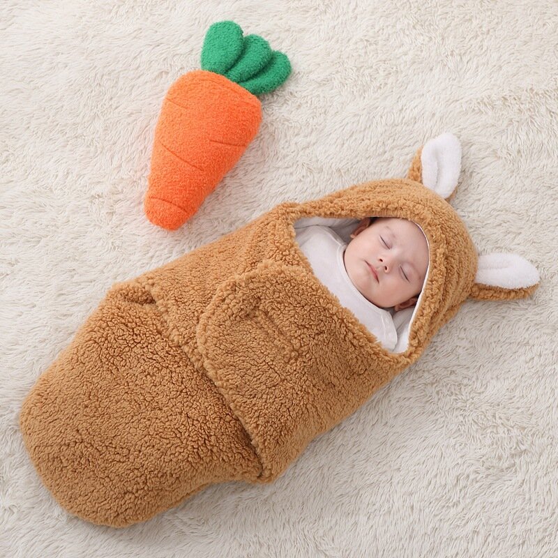 Kantong Tidur Bayi Domba Bayi Kantong Tidur Mewah Dipertebal Anti Mengejutkan Musim Gugur/Musim Dingin Selimut Bedung Bayi Baru Lahir