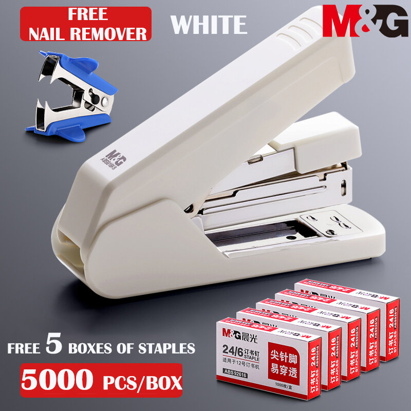 M & g agrafador resistente máquina de grampeamento de papel sem esforço 50 folha escola material de escritório papelaria grampos economia de energia grampeador