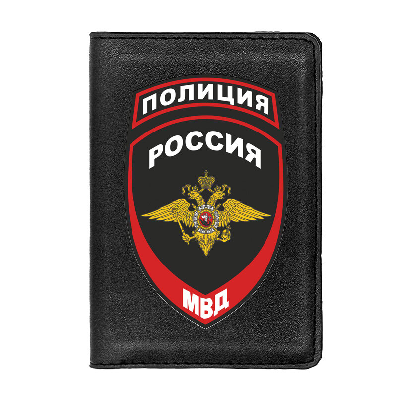 Russische Politie Полиция Россия Мвд Paspoort Cover Mannen Vrouwen Lederen Slanke Id-kaart Reizen Wallet Document Organizer Case