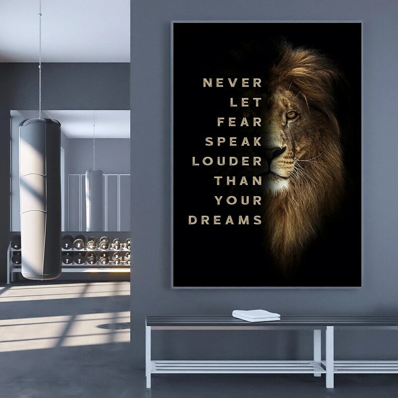 Never deje que el miedo hable más fuerte que sus sueños, pintura en lienzo impresa, arte de pared decorativo, imagen HD para sala de estar, póster para el hogar