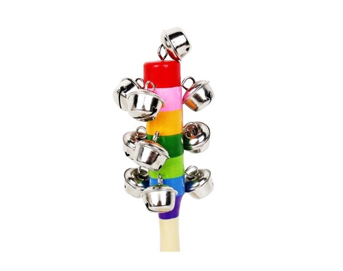 Nowy Cute Baby Kid Rainbow grzechotka wózek szopka uchwyt drewniany Bell Stick Shaker grzechotki zabawki prezent dla dzieci zabawki dla malucha grzechotki dla dzieci